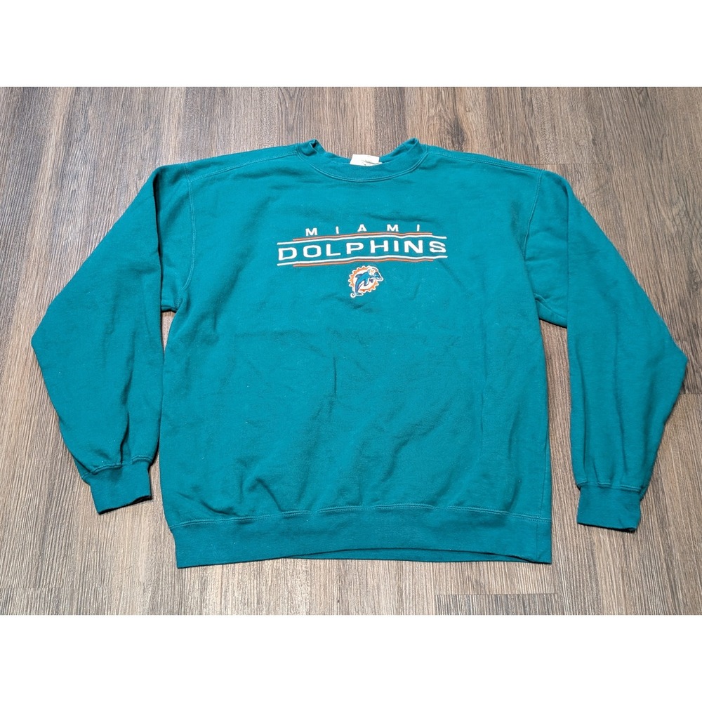 Vintage Miami Dolphins Sweatshirt‎ NFL Football Crewneck Pullover Mens Large